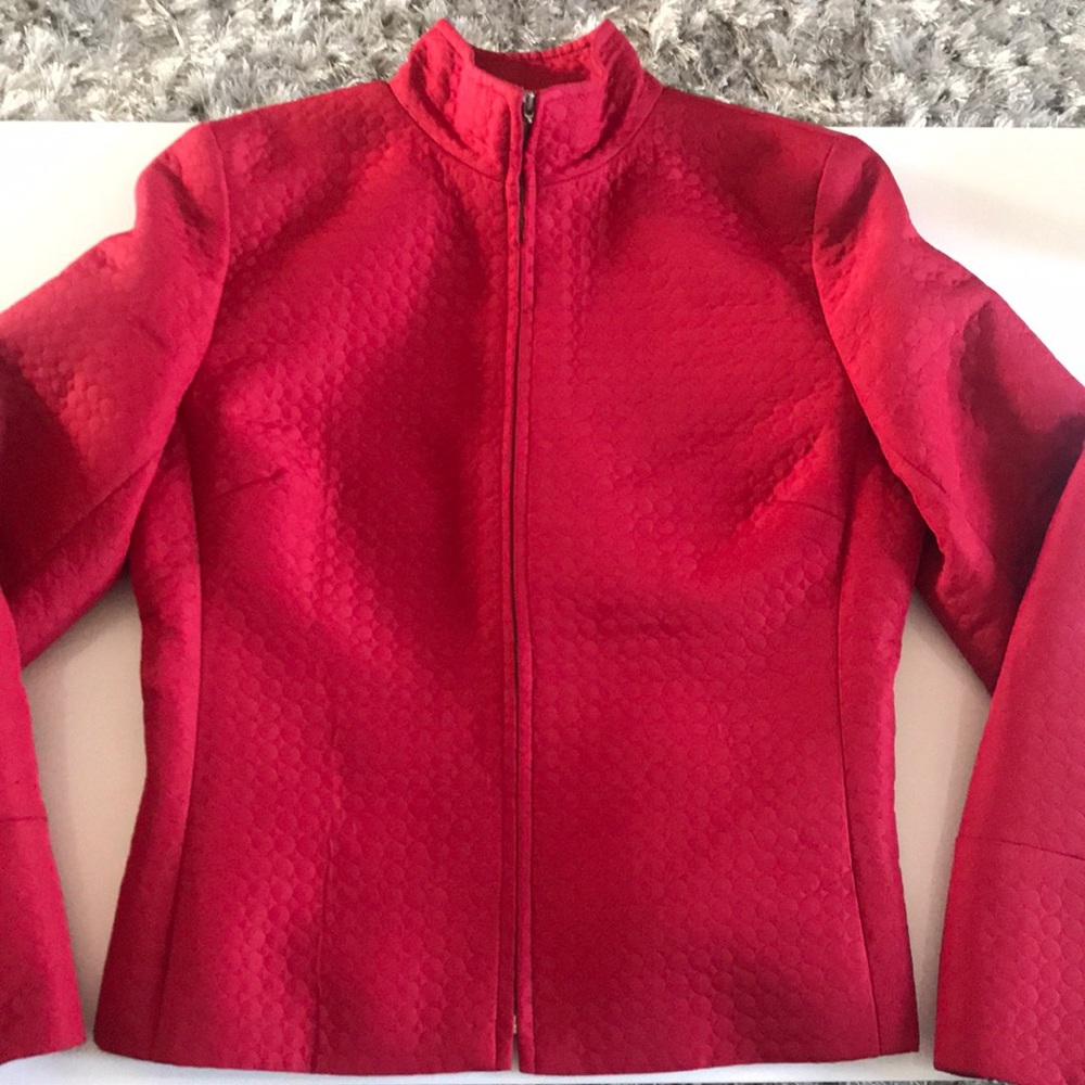 Mock Neck Red Blazer